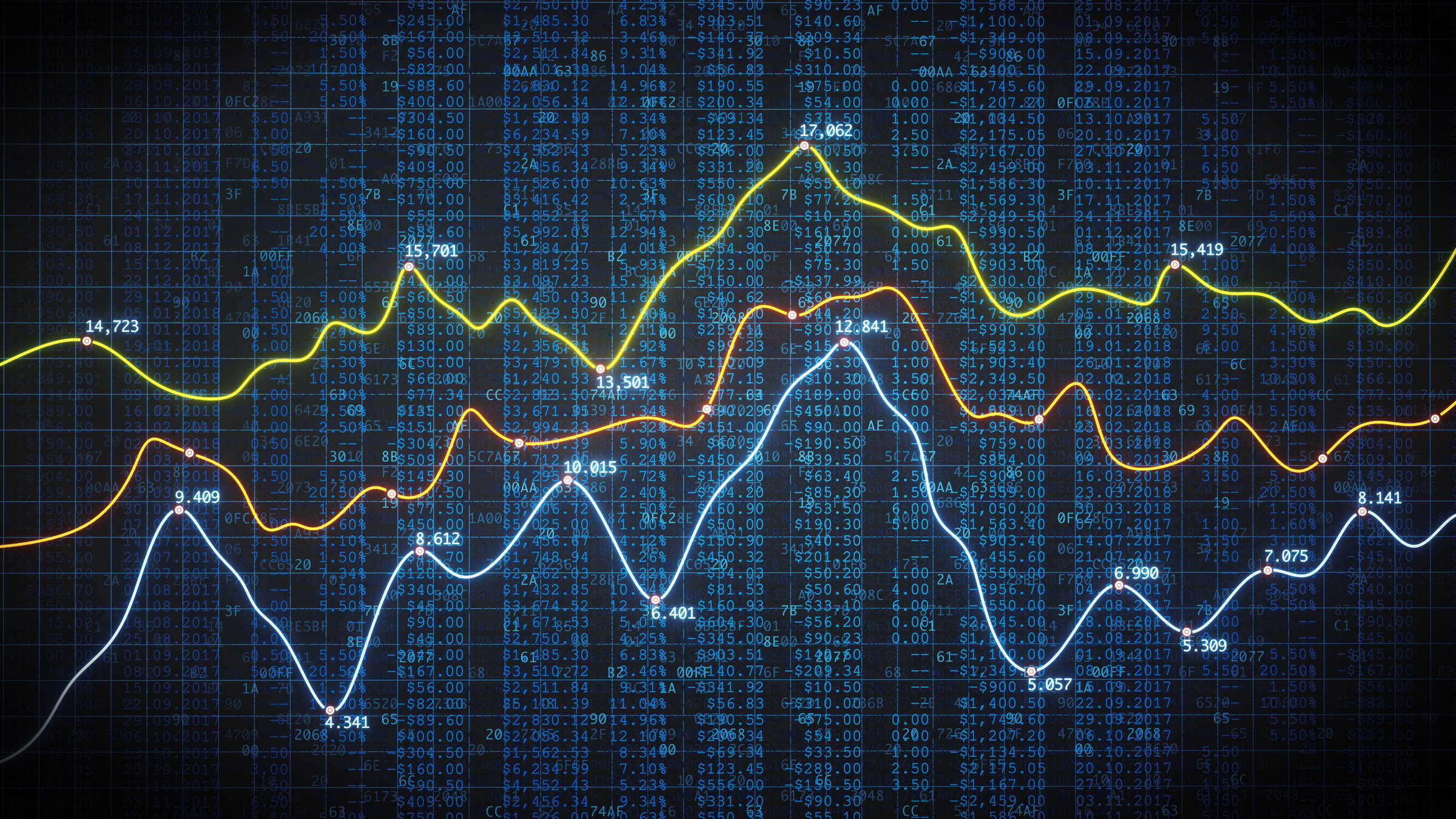 Crypto financial figures with spreadsheet data